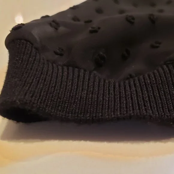 Adrianna Papell short sleeve knit sweater with sheer dot textured chiffon - Picture 8 of 16